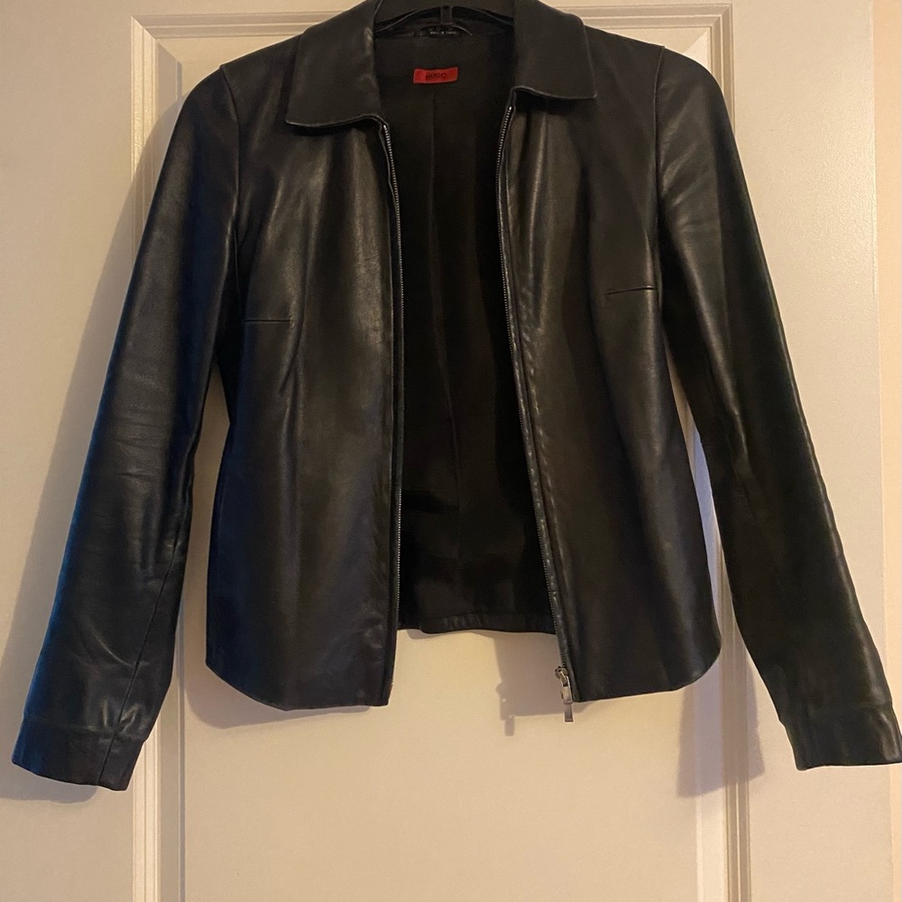 HUGO Classic Black Leather Jacket